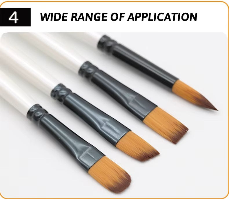 Alayjah, 6-Piece Paint Brush Set for Watercolor, Acrylic & Oil, Soft, Durable Bristles   20100410فرش 6 قطع للألوان المائية والأكريليك والزيتية – شعيرات ناعمة ومتينة