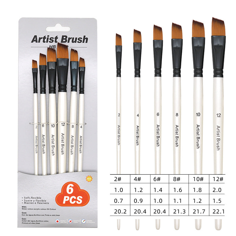 Alayjah, 6-Piece Paint Brush Set for Watercolor, Acrylic & Oil, Soft, Durable Bristles   20100410فرش 6 قطع للألوان المائية والأكريليك والزيتية – شعيرات ناعمة ومتينة