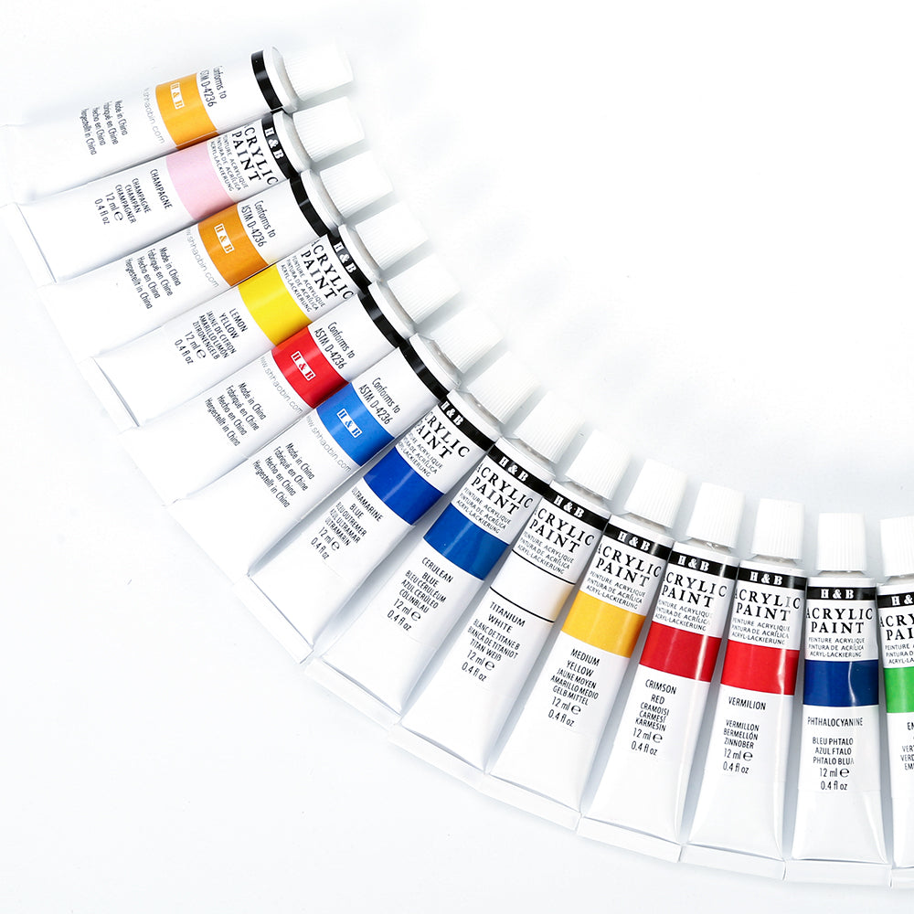 24 Color Acrylic Paint Tubes Set for Kids الوان اكريلك معجون للاطفال