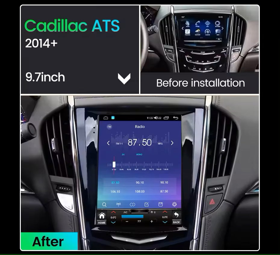 Android 13 9.7'' Radio Stereo IPS Screen Carplay Navigation RDS Mirror Link Compatible with Cadillac ATS ATSL XTS SRX CTS جهاز ترفية كاربلاي اندرويد نافجيشن متوافق مع كاديلاك