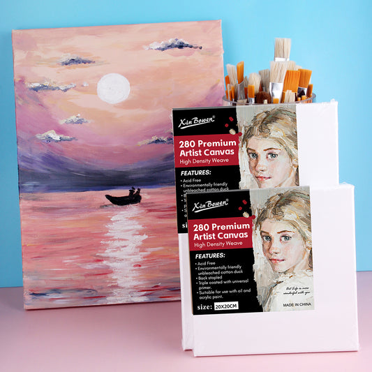 Eco-Friendly Blank Canvas,A4 Size, 100% Cotton Stretched, White Artist Painting Board, Ready-to-Use Frame ، ، كانفس فارغ صديق للبيئة، مقاس A4، قطن 100% مشدود، لوح رسم أبيض للفنانين، إطار جاهز للاستخدام