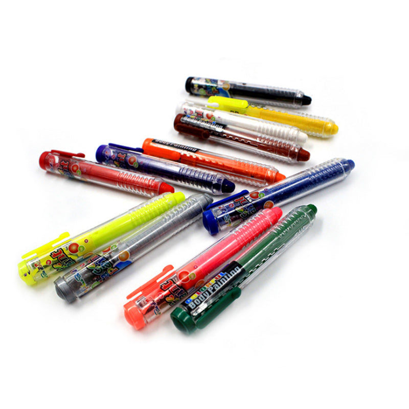 Alayjah, 12-Color Face & Body Paint Crayons, Safe, Non-Toxic Makeup Sticks for Kids & Adults, Easy to Apply & Wash Off20100020الايجاه، 12 لون من أقلام تلوين الوجه والجسم – مكياج آمن وغير سام للأطفال والكبار، سهل الاستخدام والغسل