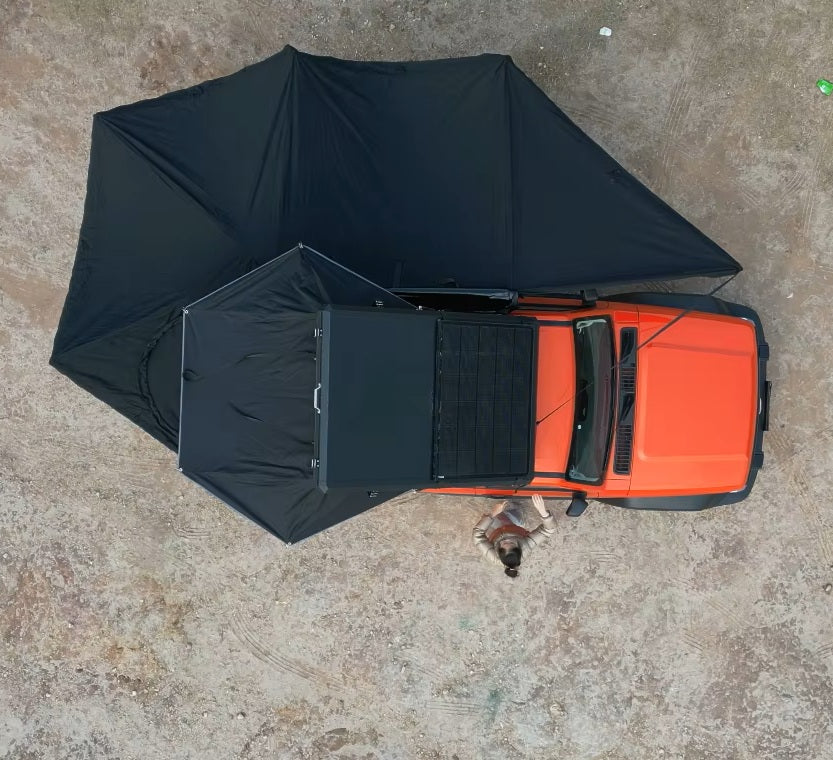 Alayjah 270° Car Rooftop Tent Awning, 600D Waterproof, Free-Standing, 1 Pc مظلة خيمة سقف سيارة بزاوية 270°، مقاومة للماء 600D، قائمة بذاتها، قطعة واحدة