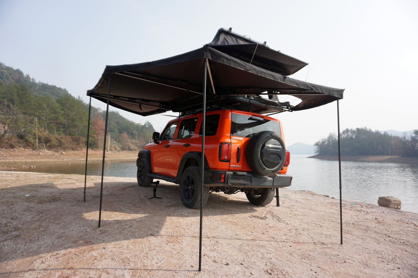 Alayjah 270° Car Rooftop Tent Awning, 600D Waterproof, Free-Standing, 1 Pc مظلة خيمة سقف سيارة بزاوية 270°، مقاومة للماء 600D، قائمة بذاتها، قطعة واحدة