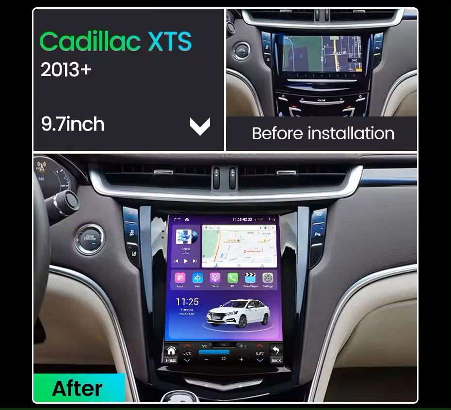 Android 13 9.7'' Radio Stereo IPS Screen Carplay Navigation RDS Mirror Link Compatible with Cadillac ATS ATSL XTS SRX CTS جهاز ترفية كاربلاي اندرويد نافجيشن متوافق مع كاديلاك