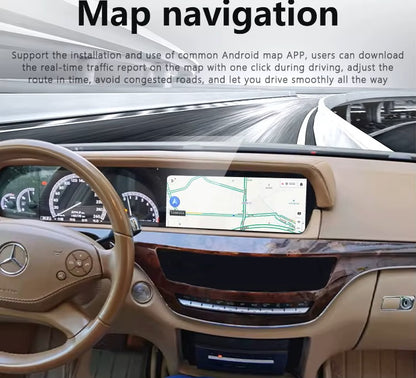 12.3" Monitor Without Cluster Android Car Navigation GPS Multimedia Radio Player for Mercedes Benz S W221 2006-2013  Auto Radio Wireless Carplay Head Unit with Dashboard Cover One Year Warranty شاشة مريسدس اس كلاس بدون عدادات وطبلون ضمان سنة