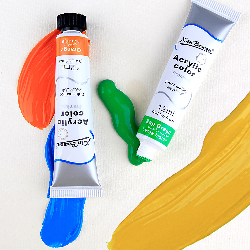 Alayjah, 12-Color Acrylic Paint 12ml Tubes with Brush, Portable Artist Kit for Still Life & Creative Painting 20100200ألوان أكريليك مكونة من 12 لونًا بحجم 12 مل مع فرشاة، طقم فني محمول للرسم والطبيعة الصامتة والإبداع