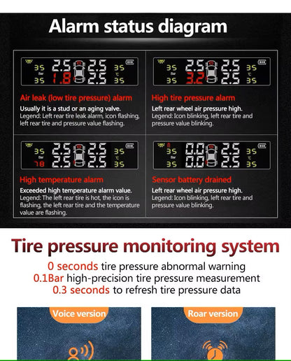Car Tires Solar Tire Pressure Monitoring Systems TPMS  - نظام مراقبة ضغط إطارات السيارات يعمل بطاقة الشمسية