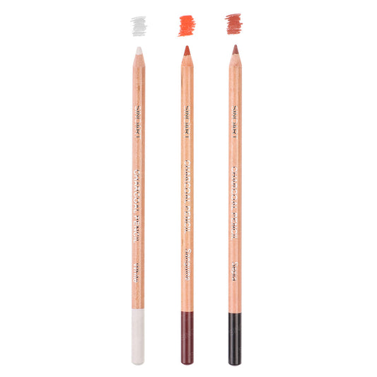 Alayjah, Customized 3-Color Professional Charcoal Pencils,  3 Pcs,Pencil Set for Sketching, Drawing & Coloring ألَيْجا، أقلام فحم احترافية بثلاثة ألوان مخصصة،  3 قطع