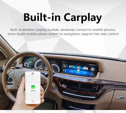 12.3" Monitor Without Cluster Android Car Navigation GPS Multimedia Radio Player for Mercedes Benz S W221 2006-2013  Auto Radio Wireless Carplay Head Unit with Dashboard Cover One Year Warranty شاشة مريسدس اس كلاس بدون عدادات وطبلون ضمان سنة