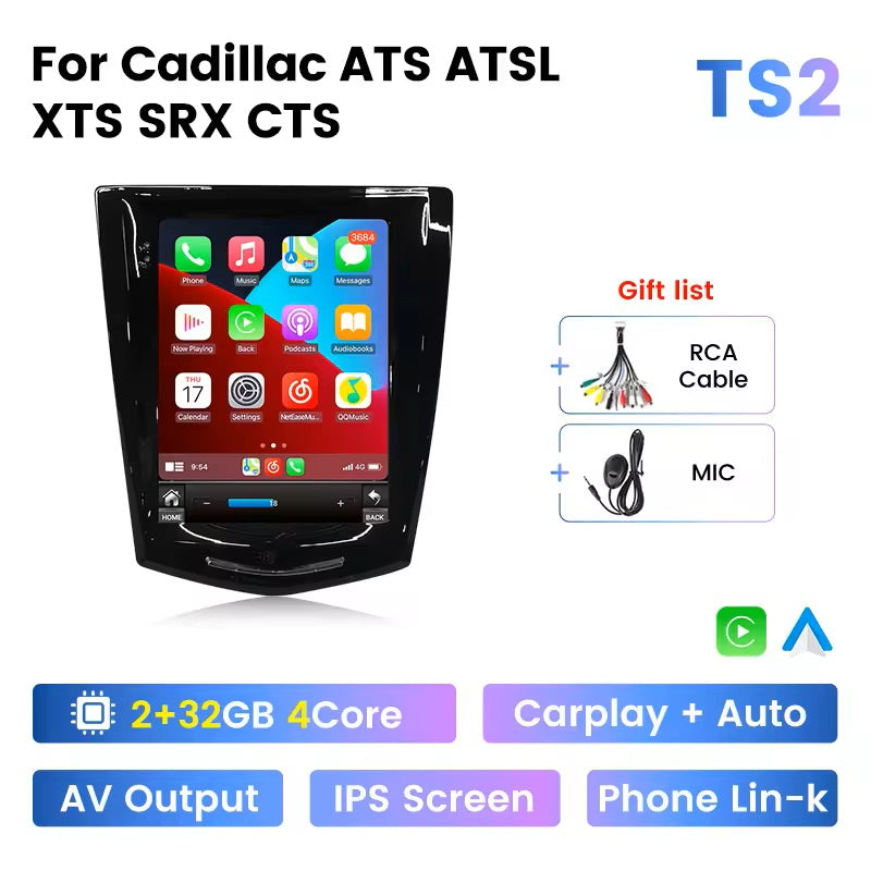 Android 13 9.7'' Radio Stereo IPS Screen Carplay Navigation RDS Mirror Link Compatible with Cadillac ATS ATSL XTS SRX CTS جهاز ترفية كاربلاي اندرويد نافجيشن متوافق مع كاديلاك