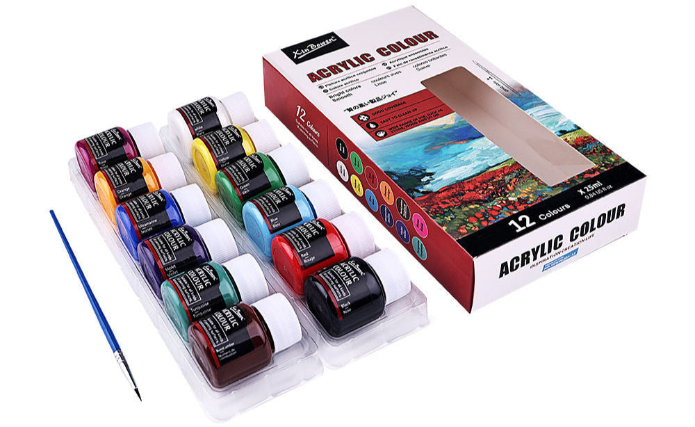 12-Color Poster Paint Set, Non-Toxic Art Kit for Students & Wall Projects  ألوان بوستر من 12 لونًا، آمن وغير سام للطلاب ومشاريع الرسم على الجدران