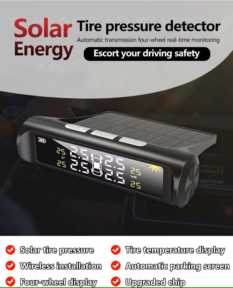 Car Tires Solar Tire Pressure Monitoring Systems TPMS  - نظام مراقبة ضغط إطارات السيارات يعمل بطاقة الشمسية