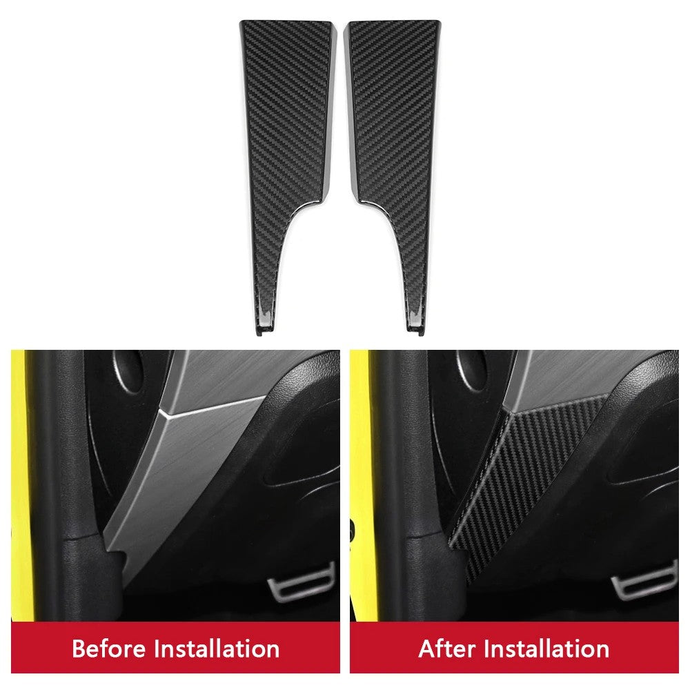 Dashboard Left and Right Lower Interior Trims for Mustang 2015-2023 Real Carbon Fiber  الزينة الداخلية السفلية اليمنى واليسرى للوحة العدادات لفورد موستانج 2015-2023