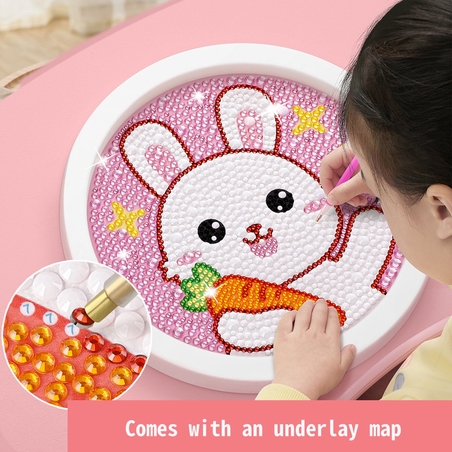 Alayjah, 5D DIY Diamond Painting Set with White Frame, 1 Pc, Educational Creative Drawing Toy for Kids, Fun Paste Art Kit ،  20200010 فصوص ثلاثية الأبعاد  مع إطار أبيض