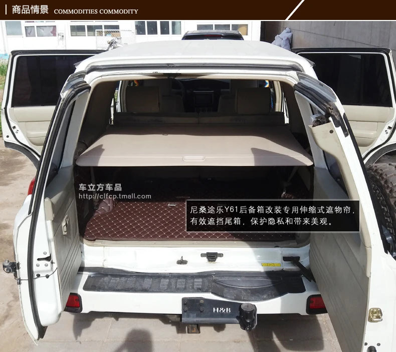 Rear Cargo Cover For Nissan Patrol Y61 1998-2009 privacy Trunk Screen Security Shield shade Auto Accessories (Y61 1998-2009 )غطاء البضائع الخلفية لنيسان باترول الخصوصية جذع شاشة الأمن درع الظل اكسسوارات السيارات