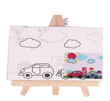 Alayjah, Kids' Easel & Pre-Printed Canvas , 1 Piece, 8 Fun Designs for Creative Painting, Easy & Mess-Free Art   20100100حامل ولوحات قماش مرسومة مسبقًا للأطفال، قطعة واحدة، 8 تصاميم ممتعة للرسم الإبداعي، نشاط فني سهل ونظيف