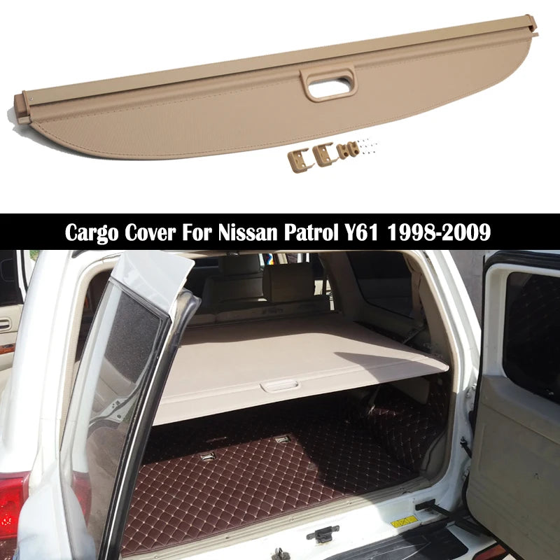 Rear Cargo Cover For Nissan Patrol Y61 1998-2009 privacy Trunk Screen Security Shield shade Auto Accessories (Y61 1998-2009 )غطاء البضائع الخلفية لنيسان باترول الخصوصية جذع شاشة الأمن درع الظل اكسسوارات السيارات