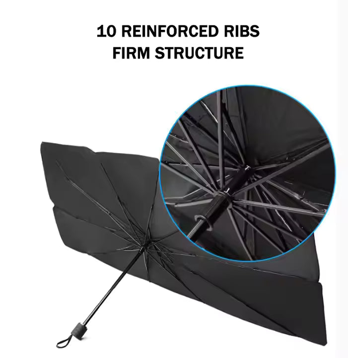 Car Windshield Sun Shade Umbrella, Foldable Front Window Sunshade Umbrella (140X80cm) شمسية مضلة للسيارة  والزجاج الامامي قابلة للطي تحمي من اشعة الشمس