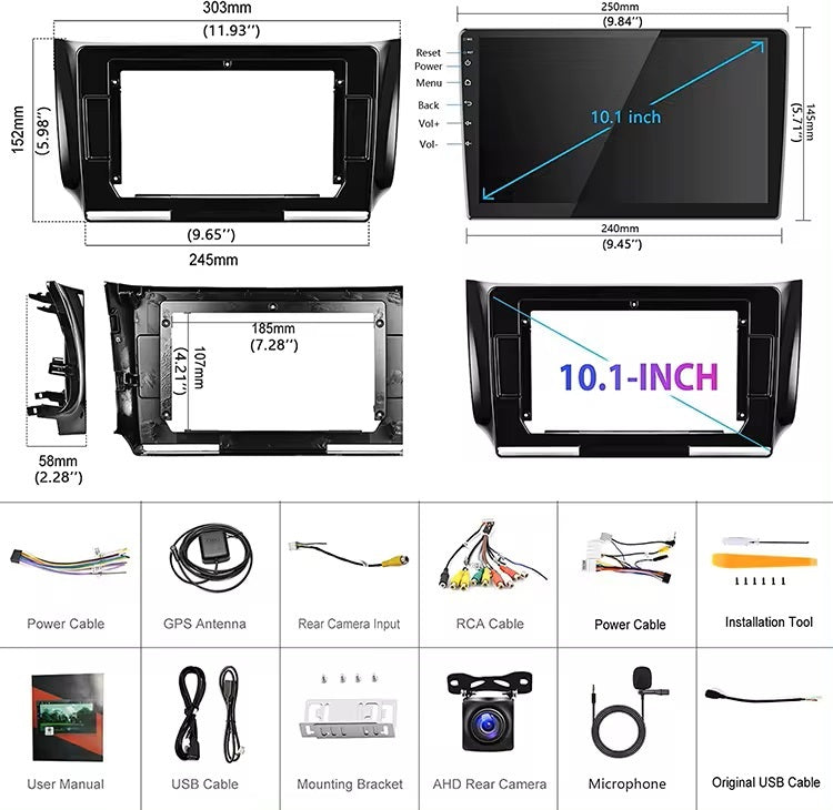 Android Stereo 4+64G Carplay Navigation Wifi 10"IPS 2.5D Touchscreen Compatible with Nissan Sentra SYLPHY 2013 شاشة 10 انش اندرويد كاربلاي نافجيشن متوافق مع نيسان سينترا سلفيا