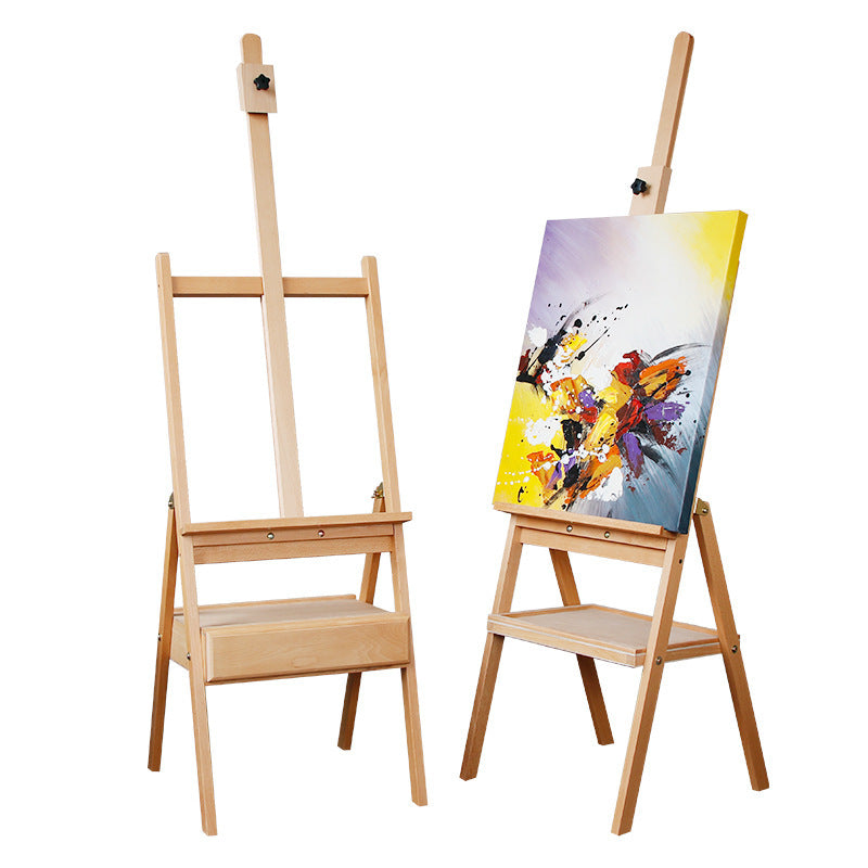 Alayjah, Professional Beech Wood Adjustable Easel with Built-in Drawer, 1-Piece, Sturdy Artist Stand for Painting & Storage 20100240، حامل رسم احترافي قابل للتعديل مصنوع من خشب الزان مع درج مدمج، قطعة واحدة – حامل متين للفنانين للرسم والتخزين