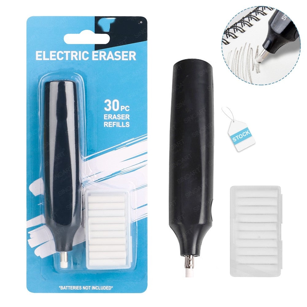 Alayjah Electric Eraser, 1 Pc, Battery-Operated, 30 Refills, Precise Tool for Artists & Students 20100290 علايجا ممحاة كهربائية، قطعة واحدة، تعمل بالبطارية، مع 30 إعادة تعبئة، أداة دقيقة للفنانين والطلاب