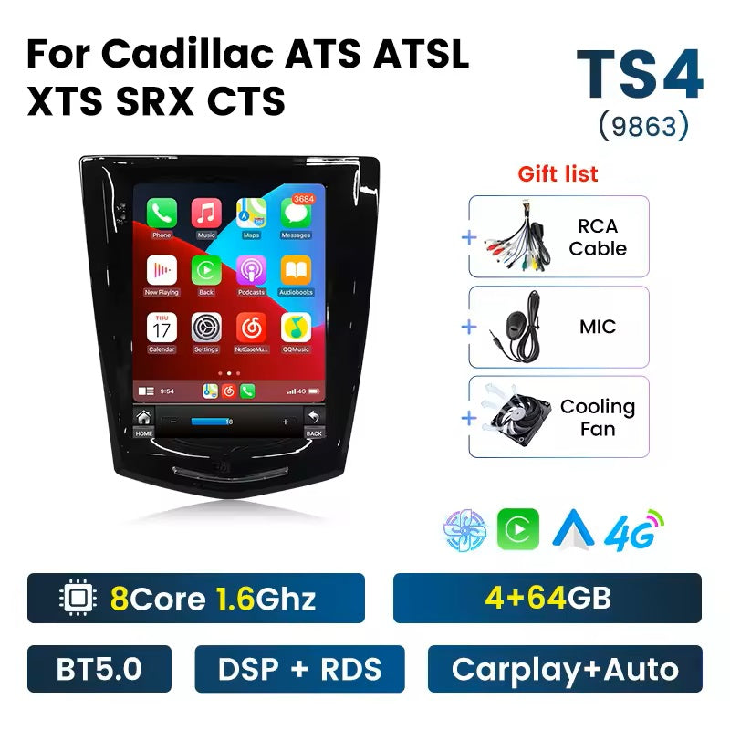 Android 13 9.7'' Radio Stereo IPS Screen Carplay Navigation RDS Mirror Link Compatible with Cadillac ATS ATSL XTS SRX CTS جهاز ترفية كاربلاي اندرويد نافجيشن متوافق مع كاديلاك