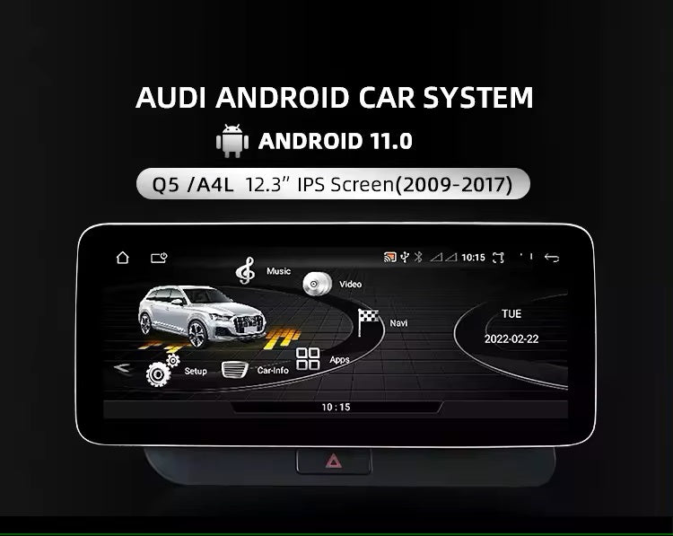 12.3 Inch Android 11.0 Touch Screen Multimedia Carplay Navigation Compatible with Audi Q5 2009-2017  نظام ترفية اندرويد كاربلاي نافجيشن متوافق مع اودي كيو 5