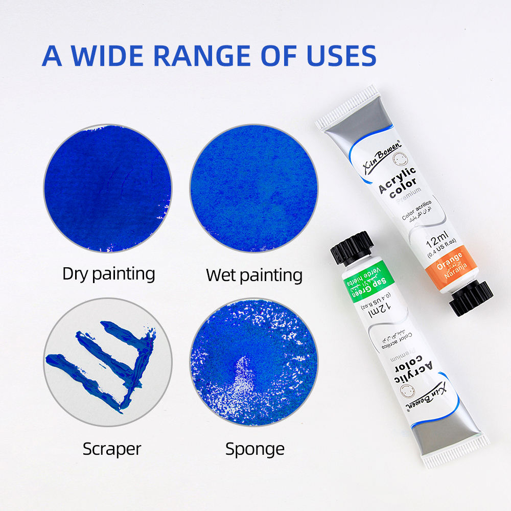 Alayjah, 12-Color Acrylic Paint 12ml Tubes with Brush, Portable Artist Kit for Still Life & Creative Painting 20100200ألوان أكريليك مكونة من 12 لونًا بحجم 12 مل مع فرشاة، طقم فني محمول للرسم والطبيعة الصامتة والإبداع