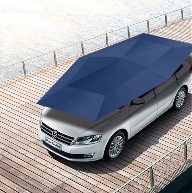 Silver Semi-Auto Car Sunshade SUV Mobile Car Sun Shade  - غطاء شمس للسيارة فضي شبه أوتوماتيكي لسيارات الدفع الرباعي سيارة مظلة شمسية متنقلة