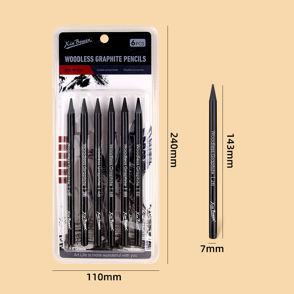Alayjah, 6-Piece Graphite & Carbon Sketching Pencil Professional Art Drawing Pens for Shading & Detailed Painting  أقلام رسم من الجرافيت والكربون  6 قطع، أقلام احترافية للتظليل والرسم التفصيلي