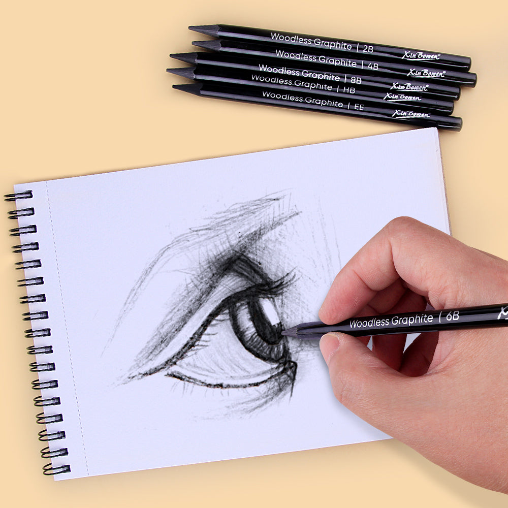 Alayjah, 6-Piece Graphite & Carbon Sketching Pencil Professional Art Drawing Pens for Shading & Detailed Painting  أقلام رسم من الجرافيت والكربون  6 قطع، أقلام احترافية للتظليل والرسم التفصيلي