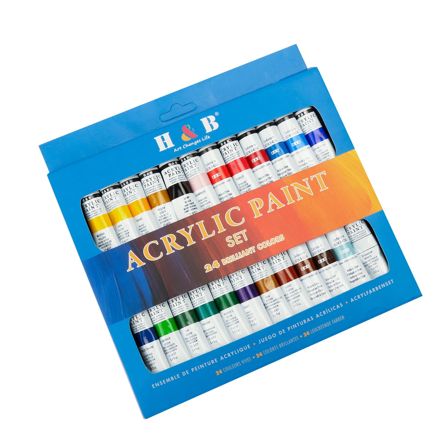 24 Color Acrylic Paint Tubes Set for Kids الوان اكريلك معجون للاطفال