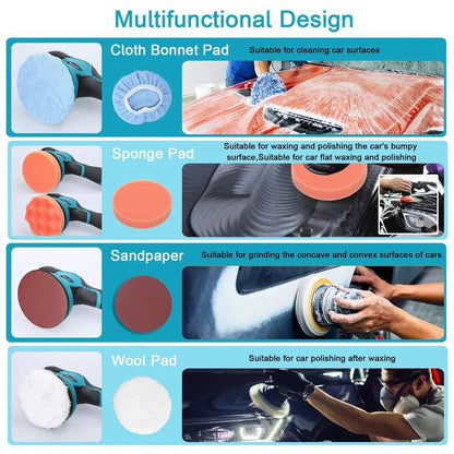 Alayjah Cordless Car Polisher & Buffer Kit ,Dual 12V 1500mAh, Variable Speed, Portable طقم ملمّع ومُلمِّع سيارات لاسلكي، بطاريتان 12 فولت 1500 مللي أمبير، سرعة متغيرة، محمول