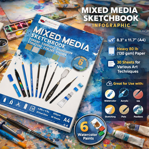 Mix Media Drawing Pad كراسة رسم ميكسميديا متعددة الاستخدامات