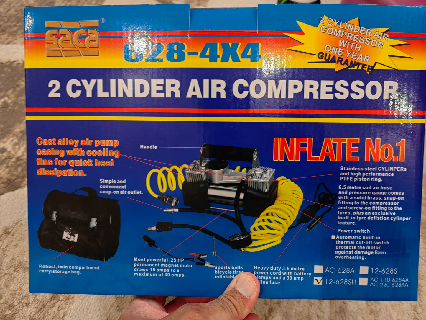 (اسعار خاصة للتجار special prices for sellers) 2 Cylinder compact air compressor with free bag and accessories كمبرسر هواء سليندرين مع شنطة واكسسوارات مجانا