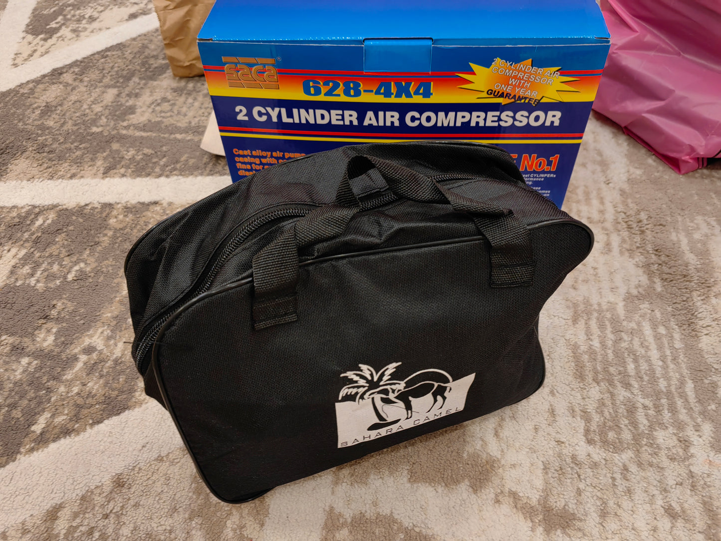 (اسعار خاصة للتجار special prices for sellers) 2 Cylinder compact air compressor with free bag and accessories كمبرسر هواء سليندرين مع شنطة واكسسوارات مجانا