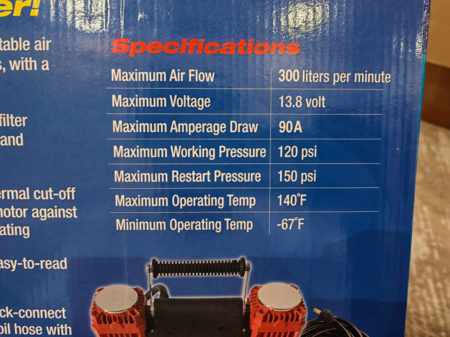 Portable 2 cylinders big compressor 150PSI 300 liters per minute كمبرسر ضاغط كبير 2 سليندر مع ضغط عالى حتى 150 بي اس أي