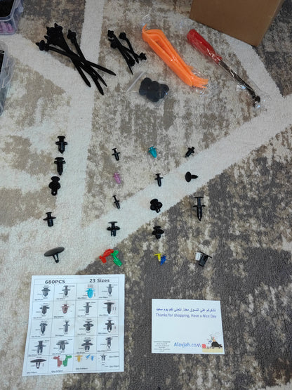 كليبات تثبيت السيارات، لتثبيت قطع السيارات، 100 قطعة Automotive Fastener Clips, Car Parts Fixing Kit, 100 Pieces