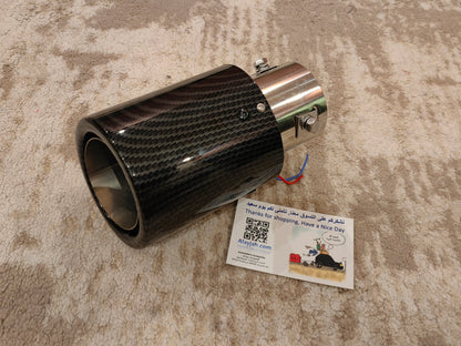 carbon fiber exhust tip wih red LED one year warranty 11400010 وصلة اكزوز كاربون فايبر حقيقي مع اضاءة حمراء ضمان سنة