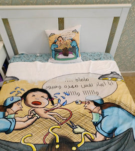Personalized Cushion Cover With Your Hand Made Character Cartoon 45x45cm وسادة مع رسمة كارتون مخصصة لشخصيتك