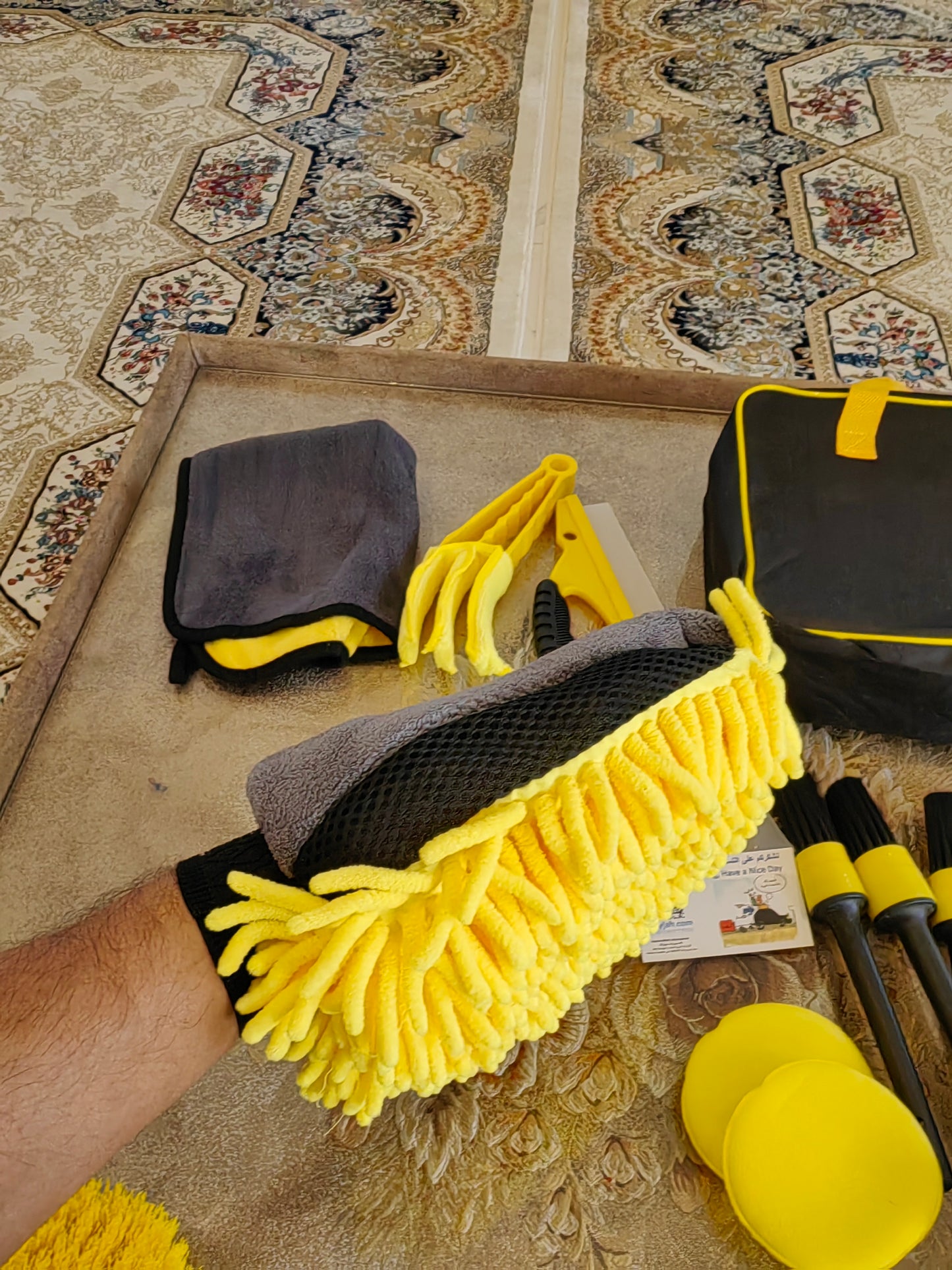 20PCS Car Detailing Brush Kit with Drill Attachments – Interior, Exterior, Tire & Wheel Cleaner Set مجموعة فرش تنظيف السيارات 20 قطعة مع ملحقات مثقاب – لتنظيف الداخل، الخارج، الإطارات والعجلات