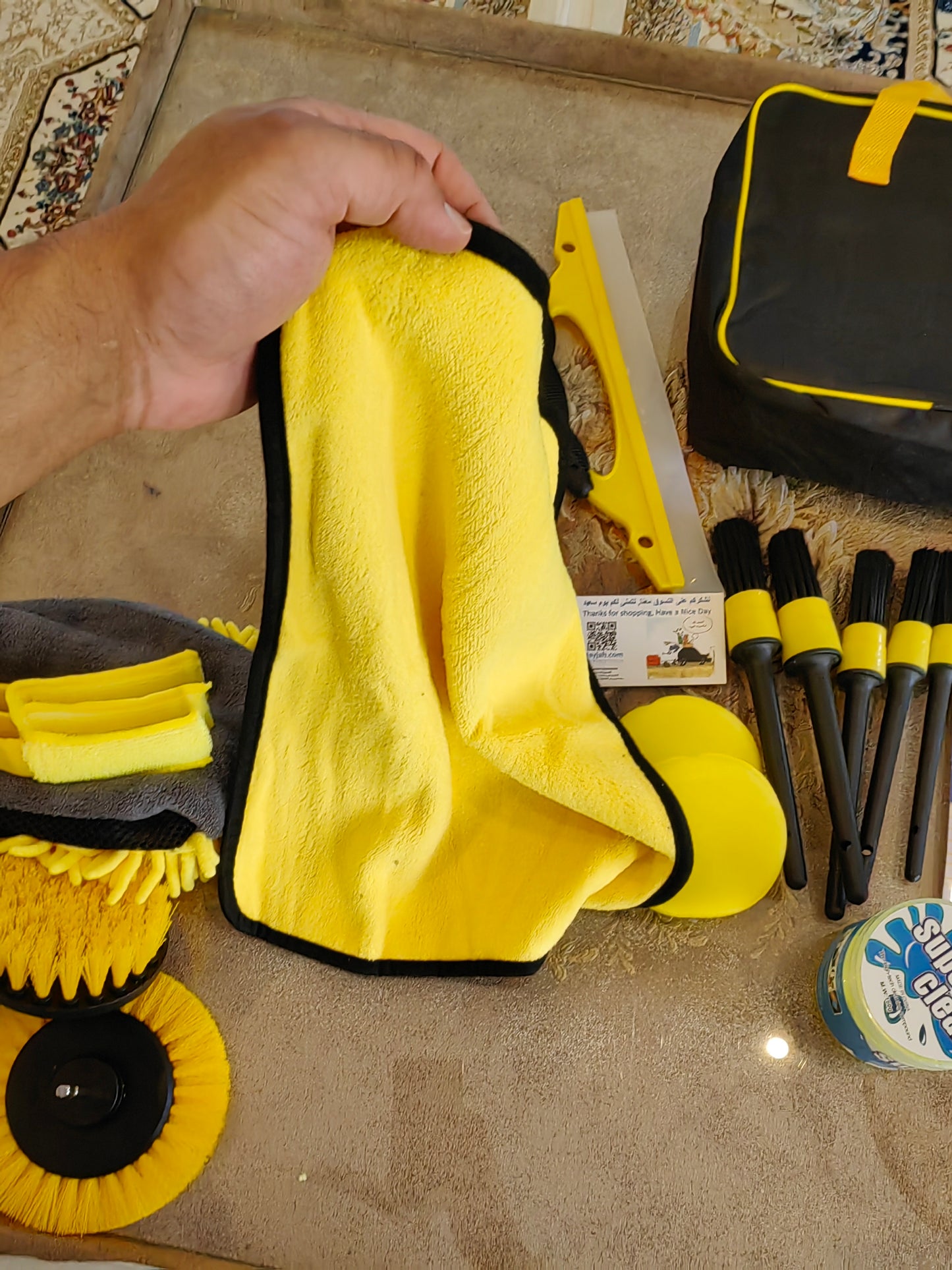 20PCS Car Detailing Brush Kit with Drill Attachments – Interior, Exterior, Tire & Wheel Cleaner Set مجموعة فرش تنظيف السيارات 20 قطعة مع ملحقات مثقاب – لتنظيف الداخل، الخارج، الإطارات والعجلات