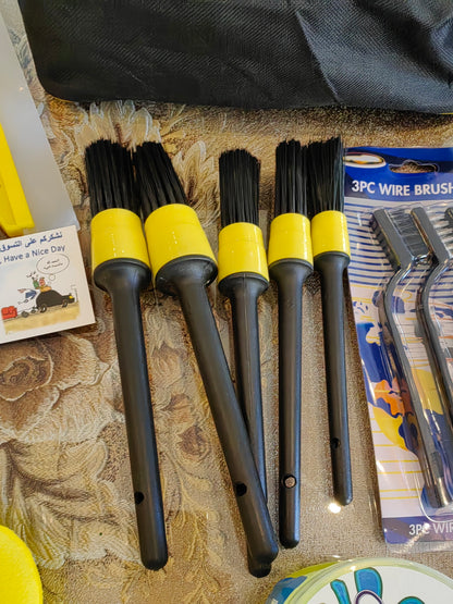 20PCS Car Detailing Brush Kit with Drill Attachments – Interior, Exterior, Tire & Wheel Cleaner Set مجموعة فرش تنظيف السيارات 20 قطعة مع ملحقات مثقاب – لتنظيف الداخل، الخارج، الإطارات والعجلات