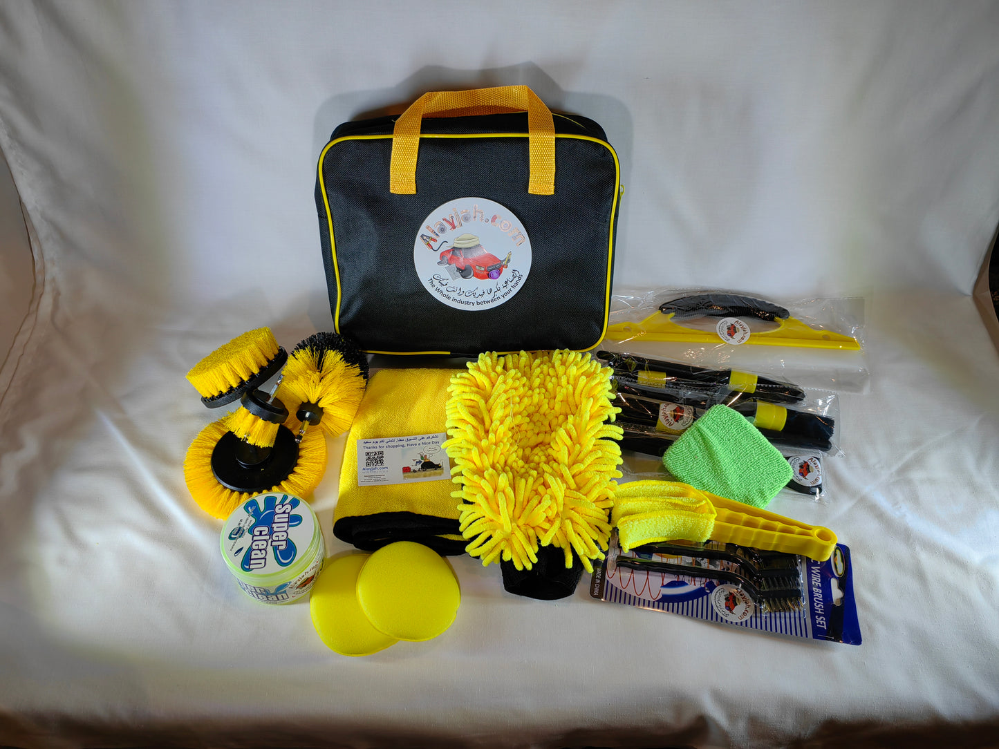 20PCS Car Detailing Brush Kit with Drill Attachments – Interior, Exterior, Tire & Wheel Cleaner Set مجموعة فرش تنظيف السيارات 20 قطعة مع ملحقات مثقاب – لتنظيف الداخل، الخارج، الإطارات والعجلات