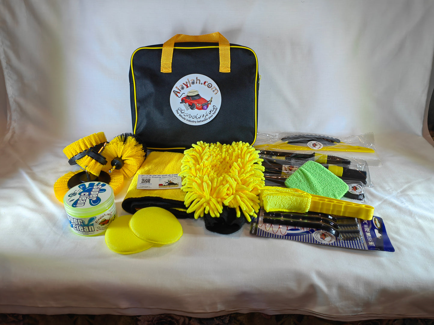 20PCS Car Detailing Brush Kit with Drill Attachments – Interior, Exterior, Tire & Wheel Cleaner Set مجموعة فرش تنظيف السيارات 20 قطعة مع ملحقات مثقاب – لتنظيف الداخل، الخارج، الإطارات والعجلات