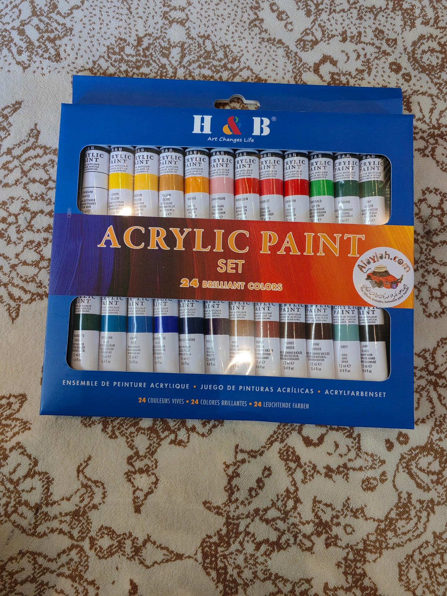 24 Color Acrylic Paint Tubes Set for Kids الوان اكريلك معجون للاطفال