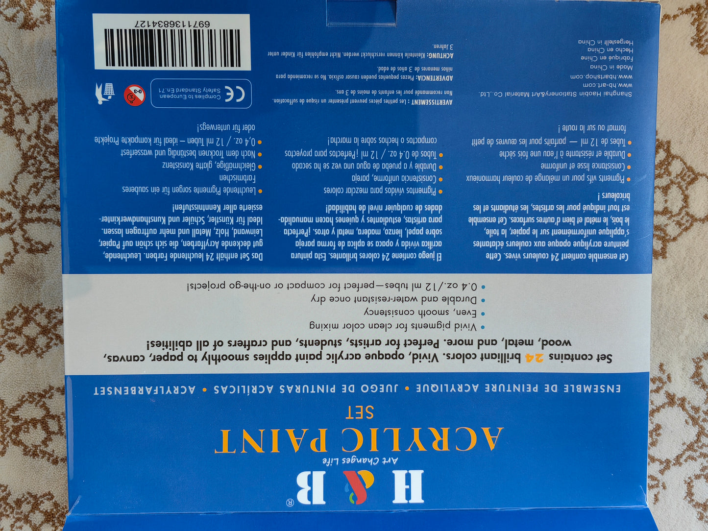 24 Color Acrylic Paint Tubes Set for Kids الوان اكريلك معجون للاطفال