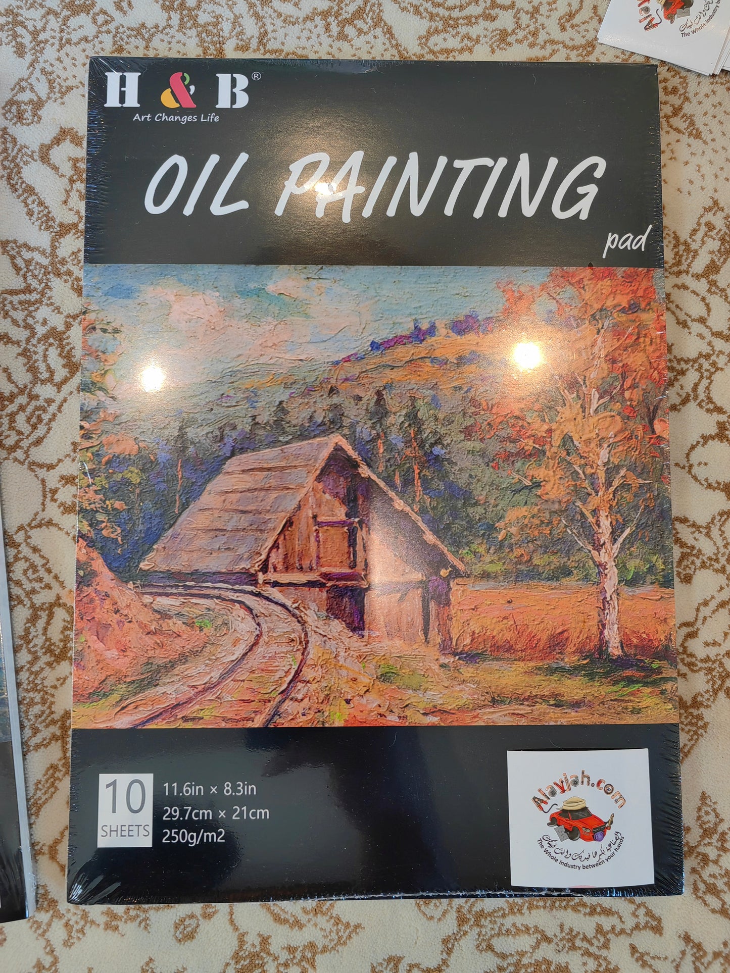 Alayjah, A4 Oilcolor Painting Pad, 1 Piece, Premium Textured Paper for Smooth Oil Painting, Ideal for Artists & Beginnersألايجاه، دفتر رسم بألوان الزيت مقاس A4،  20100442 قطعة واحدة – ورق عالي الجودة بسطح ملمس مثالي للرسم الزيتي، مناسب للفنانين والمبتدئين