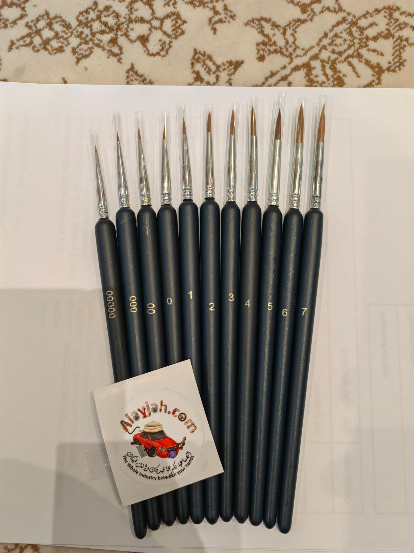 Alayjah, Professional Artist Miniature Detail Paint Brush Set, 11-Piece, Sharp Tips for Precise, Clear, and Fine Artwork Drawing 20100330 ألايجا، فرش رسم احترافية 11 قطعة لتفاصيل صغيرة – رؤوس حادة لرسم دقيق وواضح وفني ممتاز